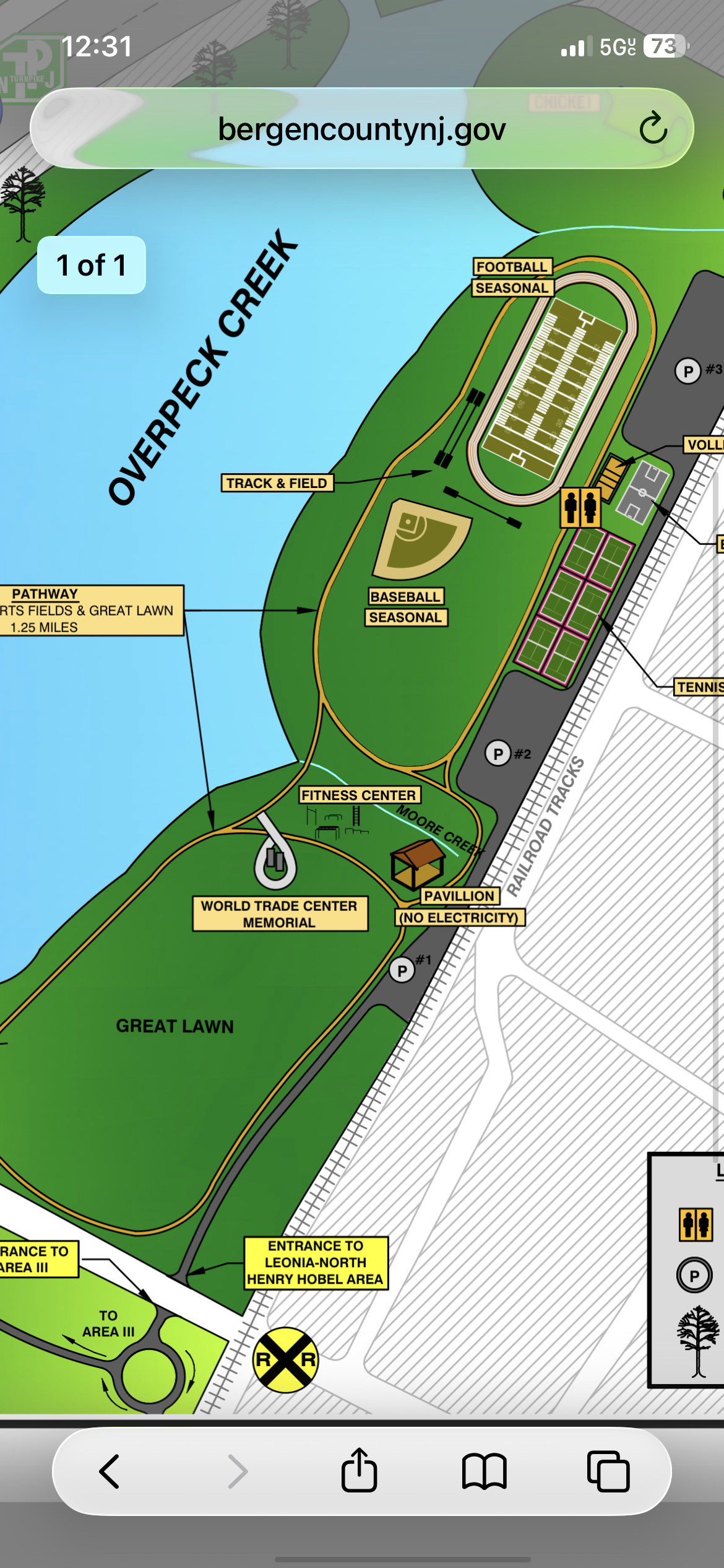 Overpeck County Park Map – Henry Hoebel Area